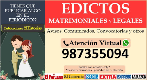 Publicación de Edictos Matrimoniales y Legales 2Historias